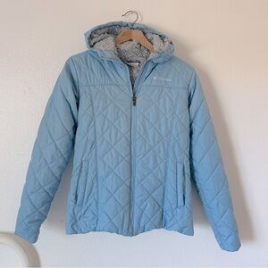 Columbia Baby Blue Women’s Copper Crest Fleece Lined Hooded Quilted Jacket Zip